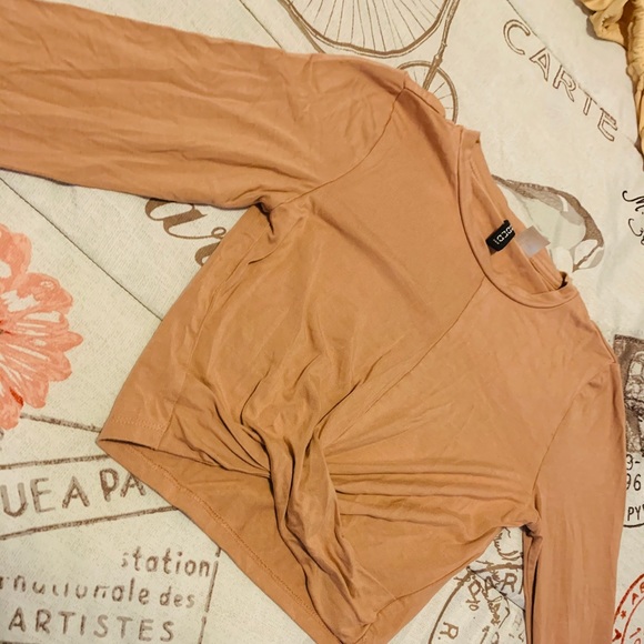 H&M Tops - Long sleeve, beige cropped top.